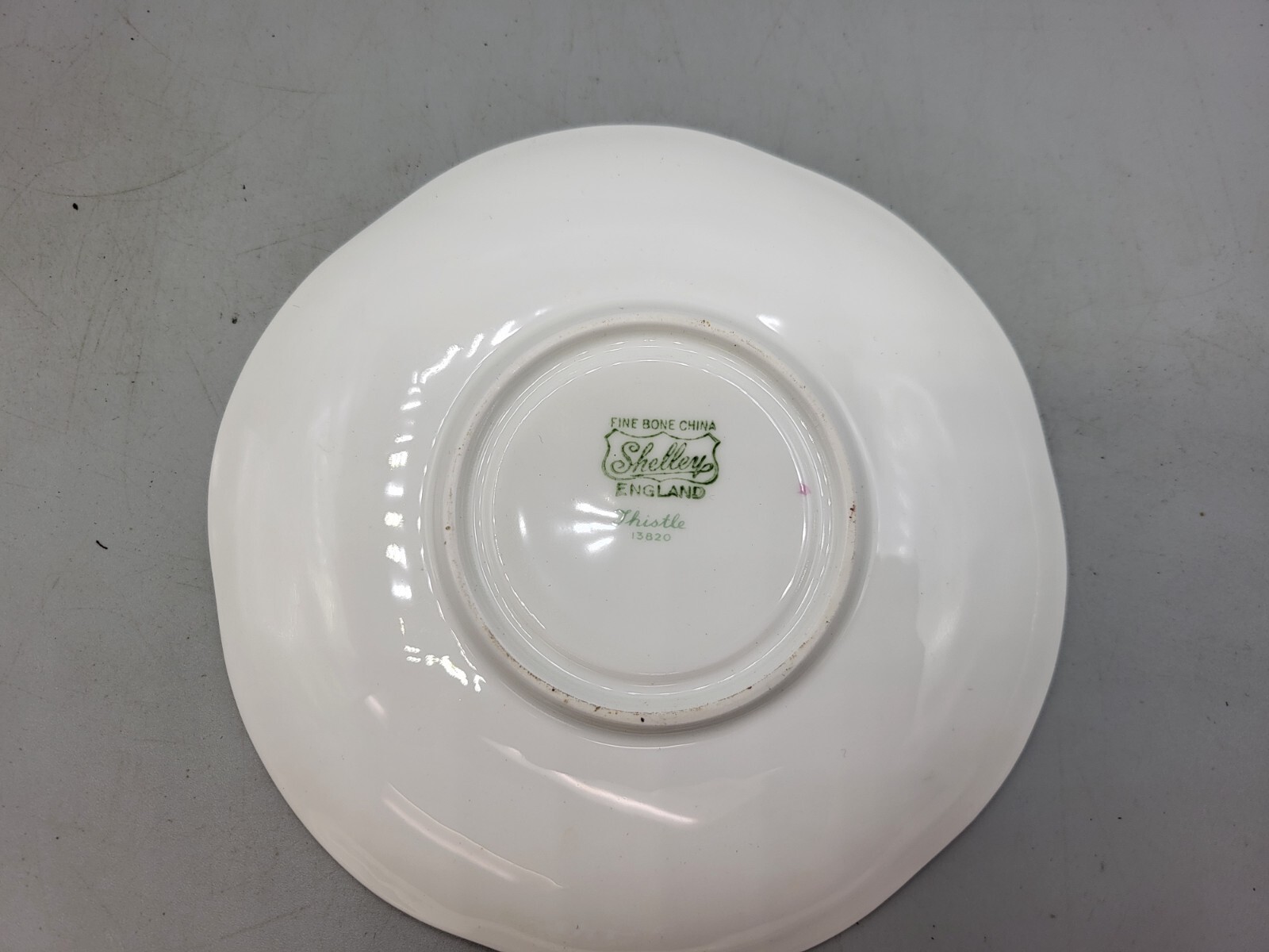 Shelley Thistle Pattern Trio White Pink Fine Bone China Teacup And