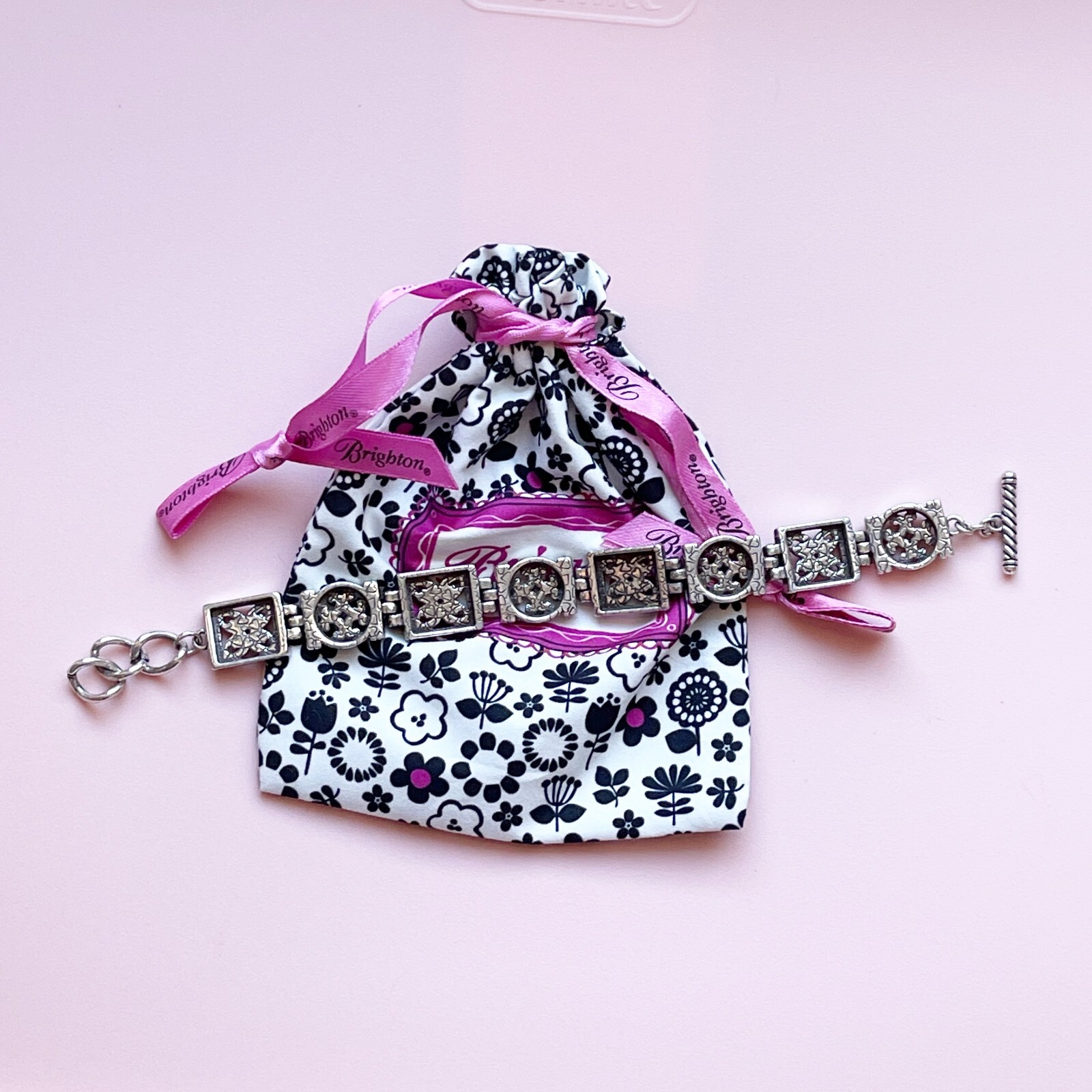 Brighton Silver Toggle Closure Bracelet with Pouc… - image 4