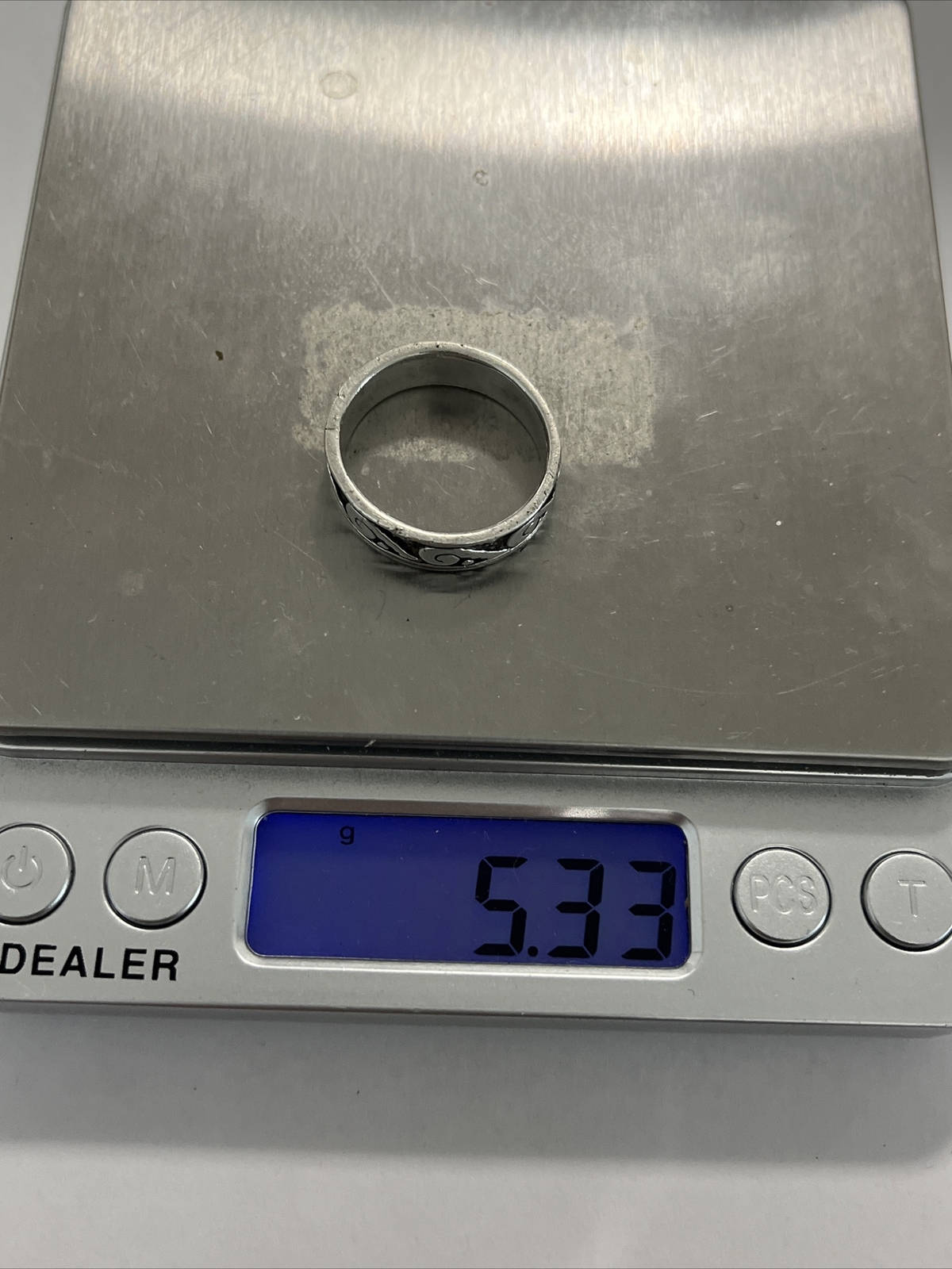 Vintage Sterling Silver wave pattern Ring Signed … - image 9