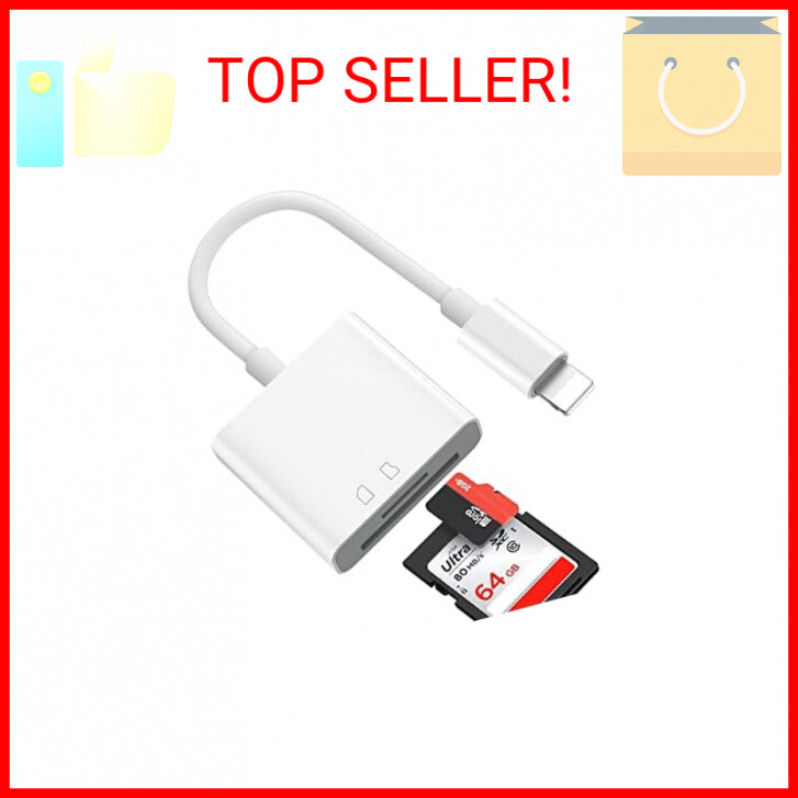 SD Card Reader for iPhone/iPad,Light-ing to SD/TF Card Camera Reader Adapter Con-image