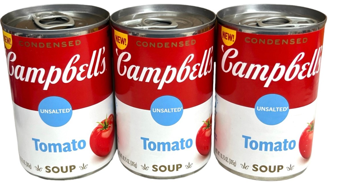Campbell's Tomato Unsalted Condensed Soup 10.75 oz 3 Cans