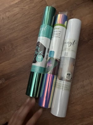 Cricut Premium Permanent Vinyl Roll Lot of 3 48in Holographic Green White