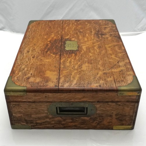 Edwardian oak silver service empty cutlery canteen chest with 2 removable trays - Picture 7 of 10