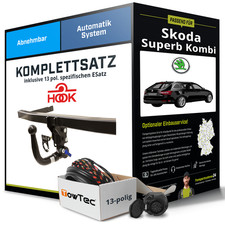 Für SKODA Superb Kombi II Typ 3T5 Anhängerkupplung abnehmbar +eSatz 13pol 09-15