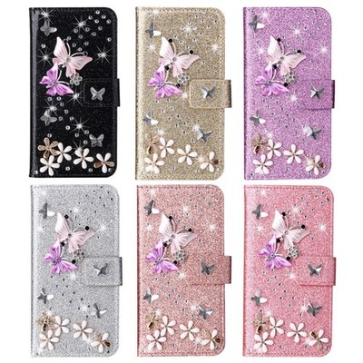 Diamond Butterfly Wallet Phone Case for Oppo Find X9 A78 A54 A74 A79 A60 Realme