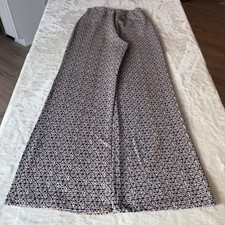 Vintage 70s Double Knit Womens Wide Leg Bell Bottoms Pants 23 X 29 High Waisted