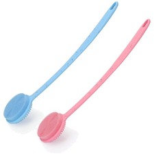Luxurious 2 Pack Back Scrubber with 17in Extra-Long Handle  Double-Sided Design