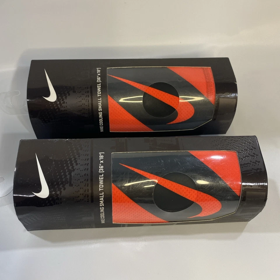 "2 cajas de toalla de enfriamiento Nike roja/negra talla pequeña 36"" X 18"" nueva en caja" Foto 3 de 4