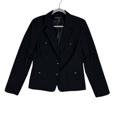 New York  Company Blazer Womens 8 Black Stretch Two Button Lined Work Jacket