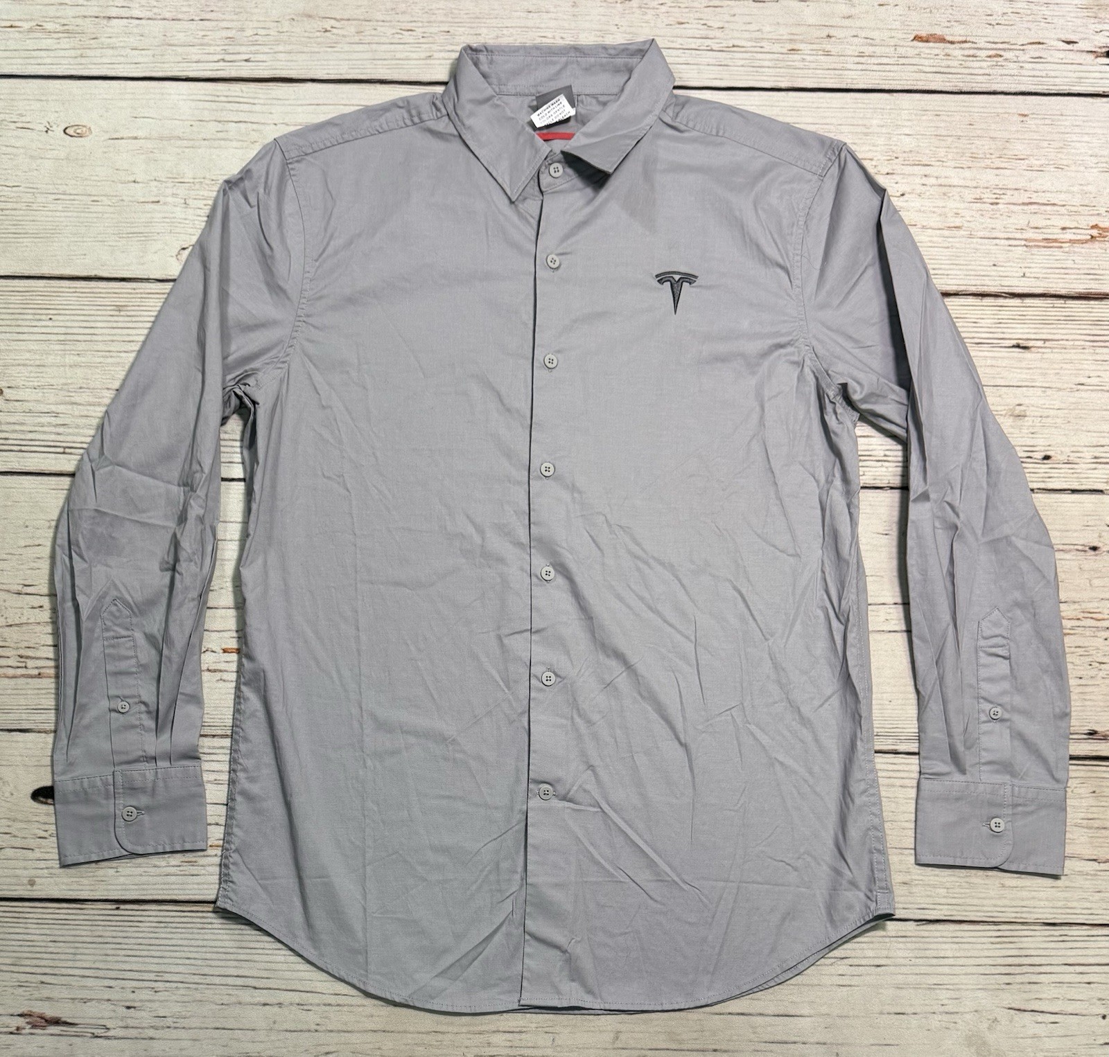 Tesla Shirt Button Up Embroidered Logo Long Sleeve Men’s Sz L