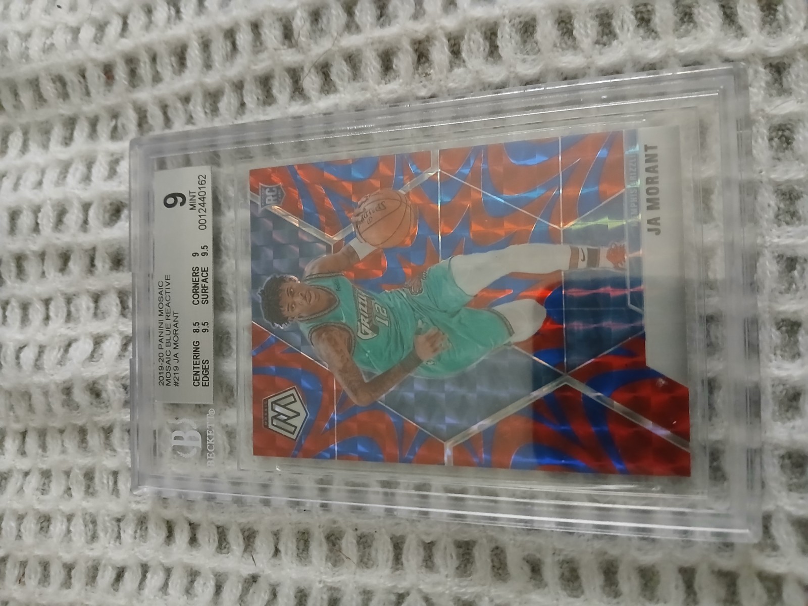 2019-20 Panini Mosaic Blue Reactive Prizm #219 Ja Morant RC Rookie BGS 9