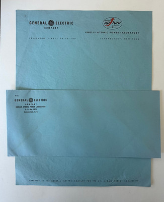 GE Knolls Atomic Power Laboratory Letterhead & Envelope AEC Schenectady 1958