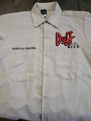 Universal Studios The Simpsons Quality Control Duff Beer Work Shirt Size SM
