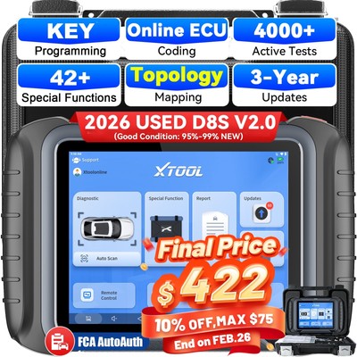 2026 USED XTOOL D8S V2.0 ECU Coding Scanner Diagnostic Tool 42+Services Topology