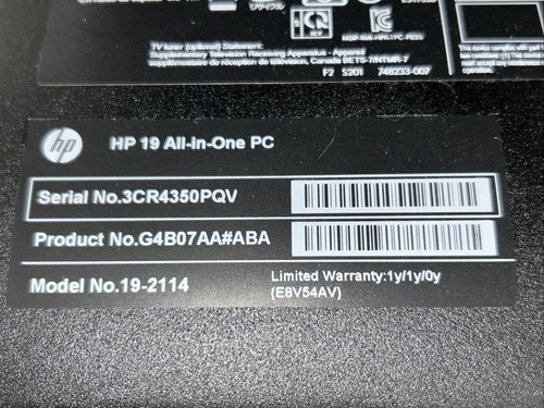HP AIO 19-2114 All In One Desktop, Windows 8.1, 500GB HDD, 8GB RAM, AMD E1-2500 - Picture 7 of 11