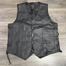 Defy Leather Men L Biker/Motorcycle Conceal Carry Adjustable Vest Gun Pockets