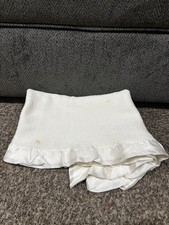 Vintage White Cotton Thermal Waffle Weave Baby Blanket Satin Binding 33 X 40
