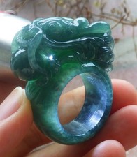 Video Certified Green Natural A JADE Jadeite Dragon RING USA. 10.5    203546 AS