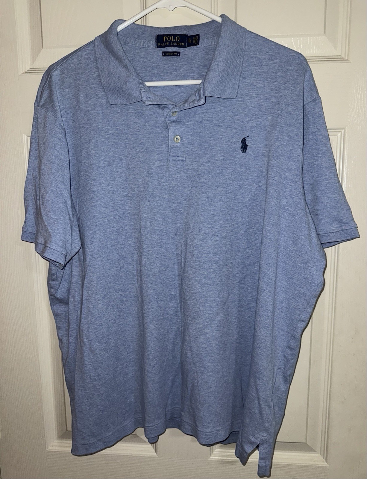 Polo Ralph Lauren uomo XL vestibilità classica blu cotone carne pony camicia