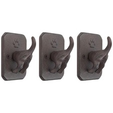 Cast Iron Dog Tail Wall Hooks - Heavy Duty Rustic Dog Leash Holder, Wall Moun...
