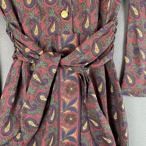 Vintage Maggy Boutique Hemdkleid Gr. 8 burgunderrot Paisley Bindegürtel Langarm gebraucht, in einwandfreiem Zustand - Bild 4 von 12