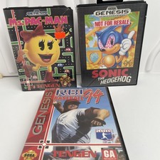Sega Genesis Lot 3 Sonic The Hedgehog Ms Pac Man  RBI Baseball 94