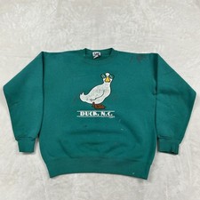 Lee Sweatshirt Mens Large Teal Duck NC Vintage 80s Graphic Distressed USA Made