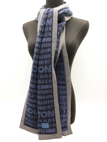 Louis Vuitton Articles De Voyage Malles Blue Gray Wool Scarf Do1225ooxde