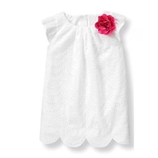 Janie and Jack White Eyelet Dress with Pink Floral Accent size 8