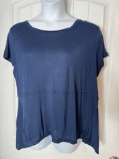 NWT Style Co Blouse Short Sleeve Blue Asymmetrical Hem XL