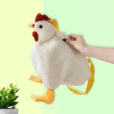 Women Faux Tote Shoulder Bag Cartoon Chicken Plush Handbag Crossbody