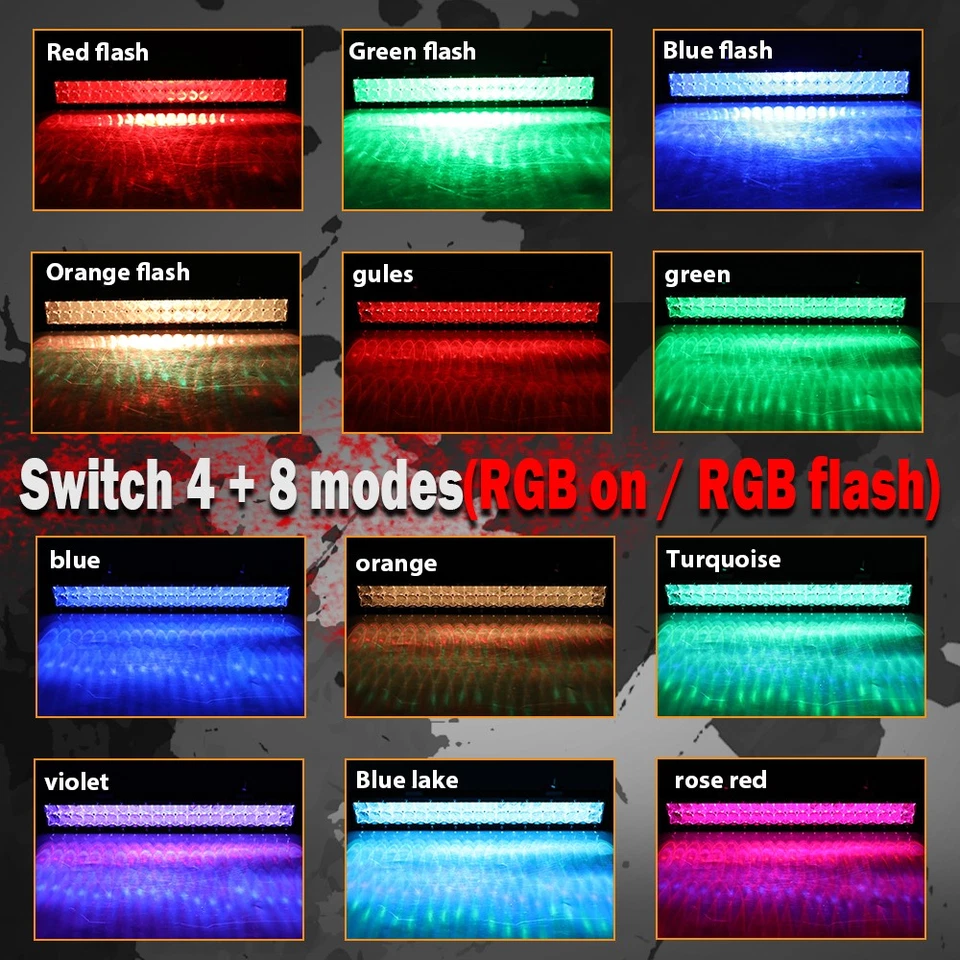 22" LED LIGHT BAR COMBO RGB Halo Color Changing Chasing Strobe Remote Control 20 - Image 4 of 4