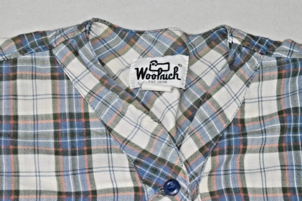 Camisón Woolrich Vintage Talla M/L Años 90 Rojo Blanco Azul Camisa Franela Fina a Cuadros Foto 3 de 4
