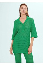 Simon Miller Simon Miller X Mango women's knitted tunic long top openwork green