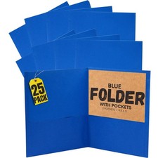 Blue Folders with Pockets, Letter Size 2-Pocket Embossed Paper Pocket Folder,...