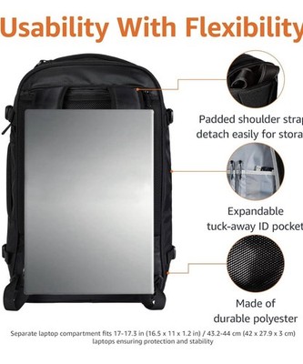 AMAZON BASICS TRAVEL BACKPACK CARRY ON FLIGHT APPROVED LIGHTWEIGHT - BLACK  841875122639| eBay