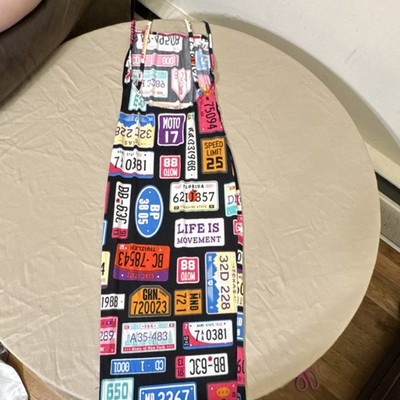 MAGIA Multicolor License Plate Pattern Polyester Bib Apron S/Chico