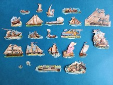23 Oblaten Glanzbilder Scraps Die Cuts Chromos SCHIFFE SEEFAHRT BOOTE um 1890