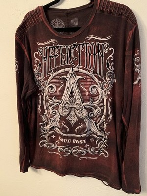 Affliction Live Fast X-Large Long Sleeve Shirt Y2K  ** Condition Issues **