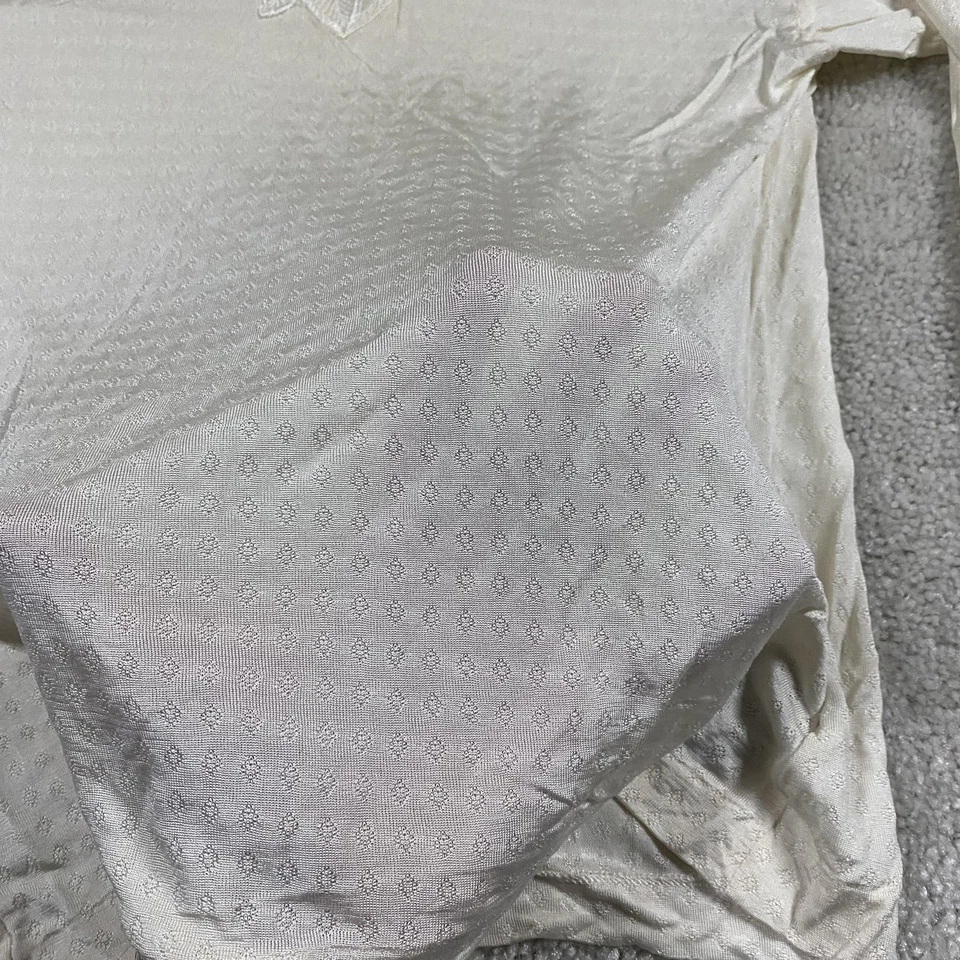 Camisa De Colección Eddie Bauer Para Mujer M Marfil Transparente 100% Seda Cottage Core Y2K Festival Foto 4 de 4