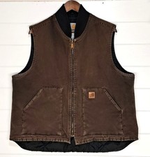Carhartt Men's Dark Brown Duck Vest VO2 DKB Quilt Lined Relaxed Fit Size XL