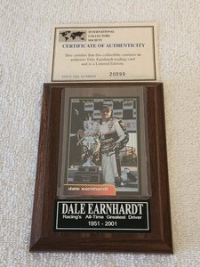 Dale Earnhardt NASCAR 1951-2001 Wall Hanging Card With Certificate