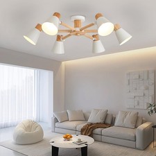 Plafonnier Moderne, 6-Lumières Lampe Plafond, Suspension, Blanc Lustre en Mét...