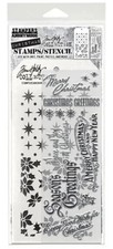 NEW Tim Holtz Stampers Anonymous Stamps Stencils Set: VINTAGE CHRISTMAS