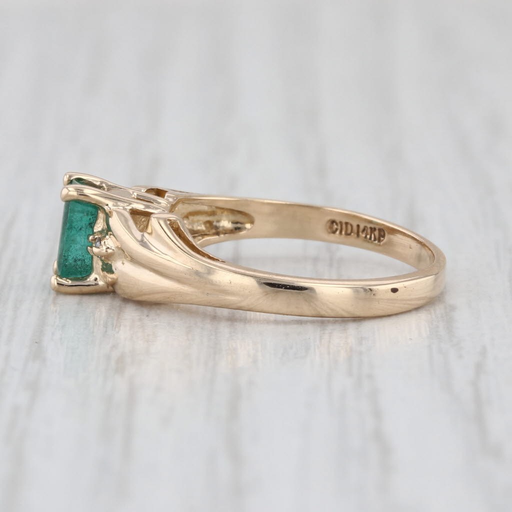 0.51ctw Emerald Cut Emerald Diamond Ring 14k Yell… - image 3