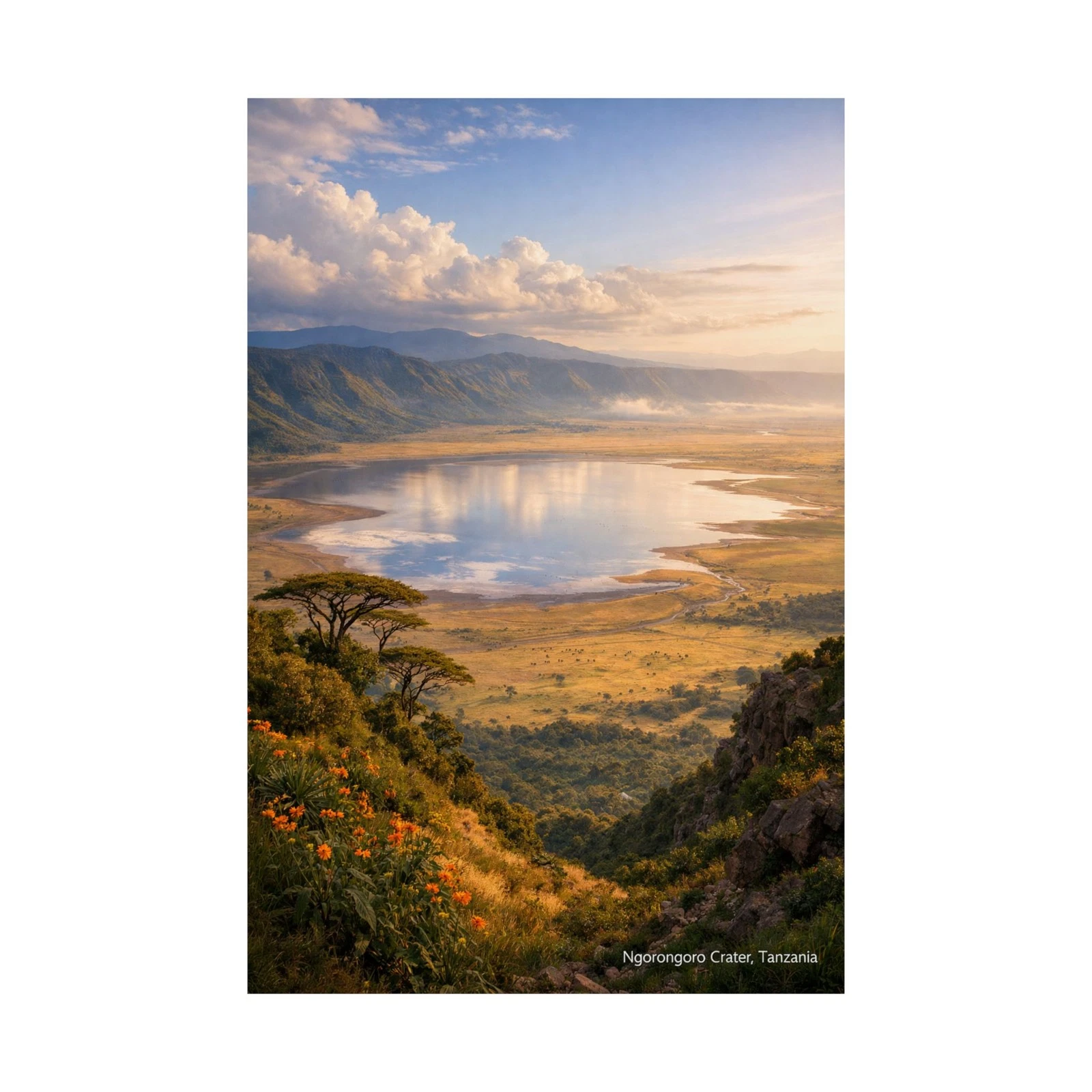 Ngorongoro Crater Landscape Matte Vertical Poster | Tanzania Safari Wall Art
Opens in a new window o