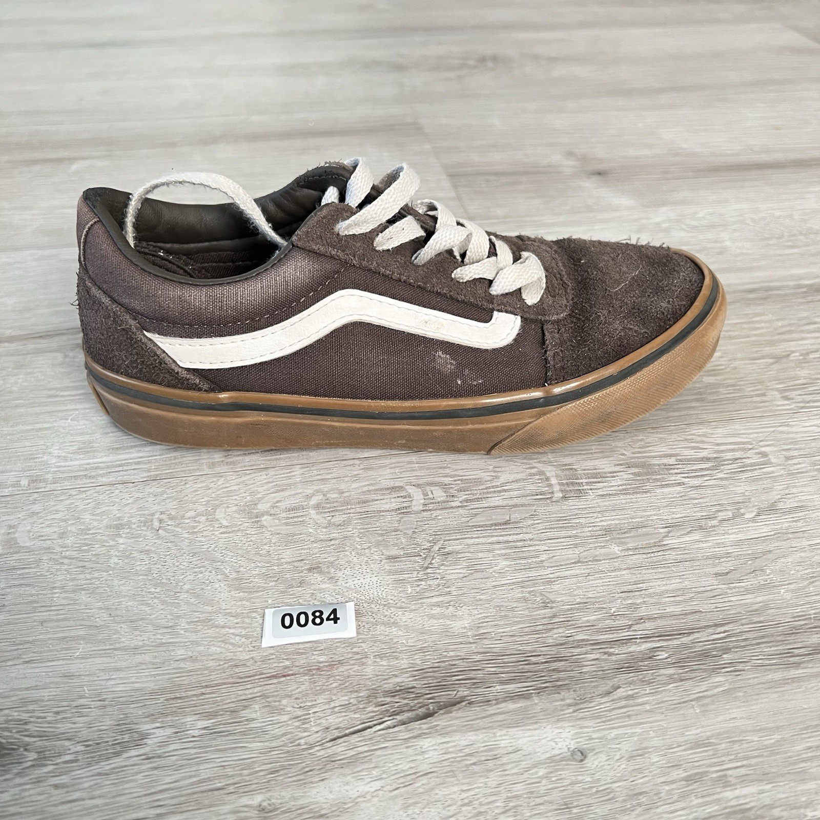 Vans Ward Low Skate Shoes Brown Gum Sole Kids Size 2Y Lace Up Sneakers