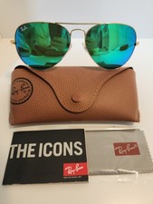 Ray-Ban Sunglasses RB3025 Aviator Flash Gold Frame Green Flash Lens 58mm Unisex