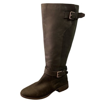 Cole Haan Size 7.5 B Black Leather Riding Boot Ankle Calf Harness Nubuck