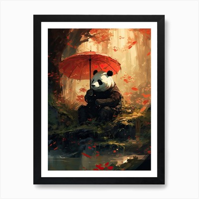 Panda Kunst im Postimpressionismus Stil gerahmtes Wandbild Poster Leinwanddruck Bild